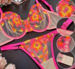 ست شورت و سوتین توری هانیس گلدوزی‌ طرح Floral Glow کالکشن LURA - تصویر 4